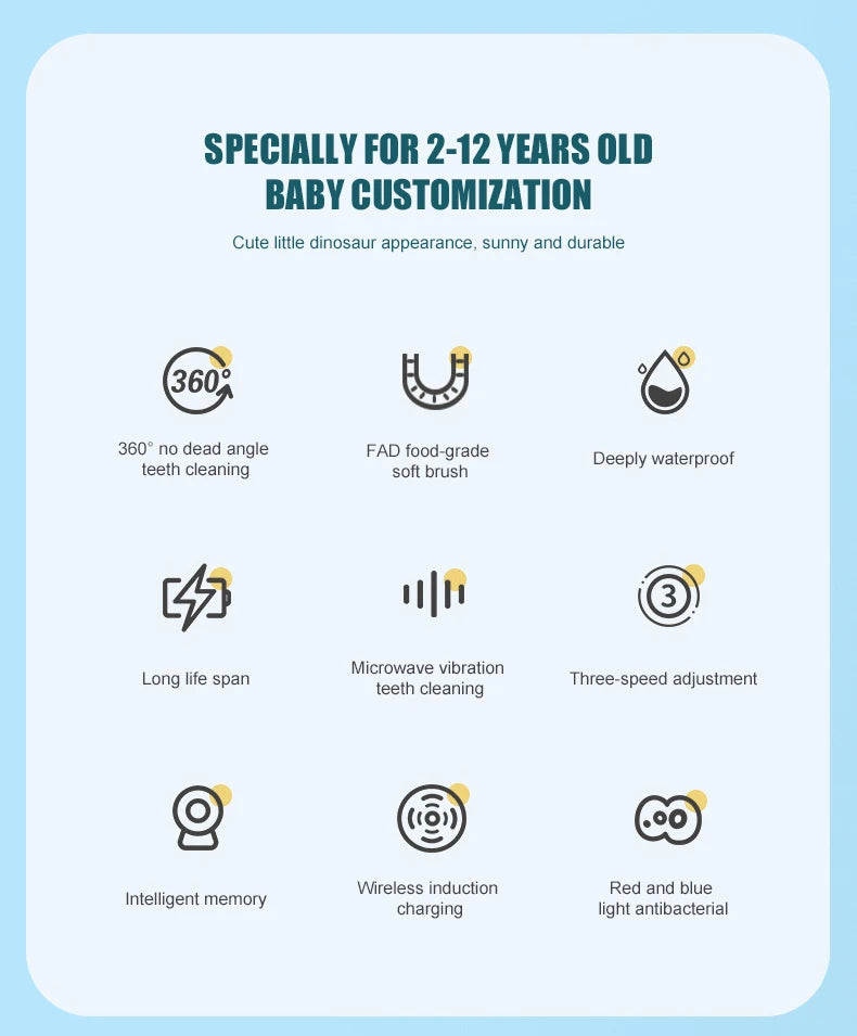 Children U-shaped Electric Toothbrush 360 Degrees Smart Cartoon Kids silicone Toothbrush Automatic Rechargeable Sonic Toothbrush